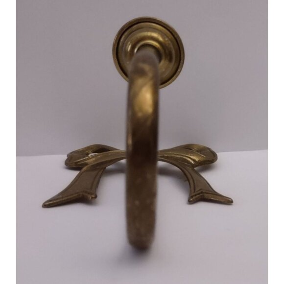Brass Sconce Candle Holder Vintage Bow Wall Mount Taper 7-3/8" - Picture 4 of 5